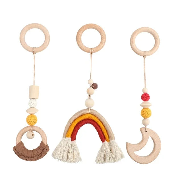 Wooden Baby Play Gym with Hanging Rattles