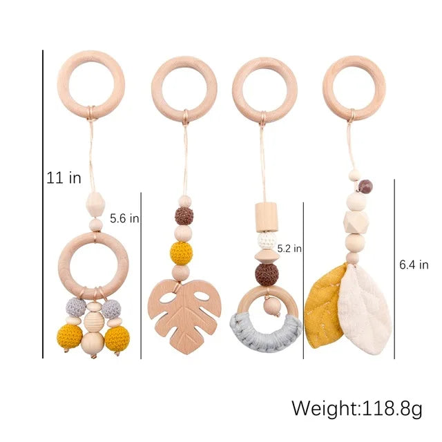 Wooden Baby Play Gym with Hanging Rattles
