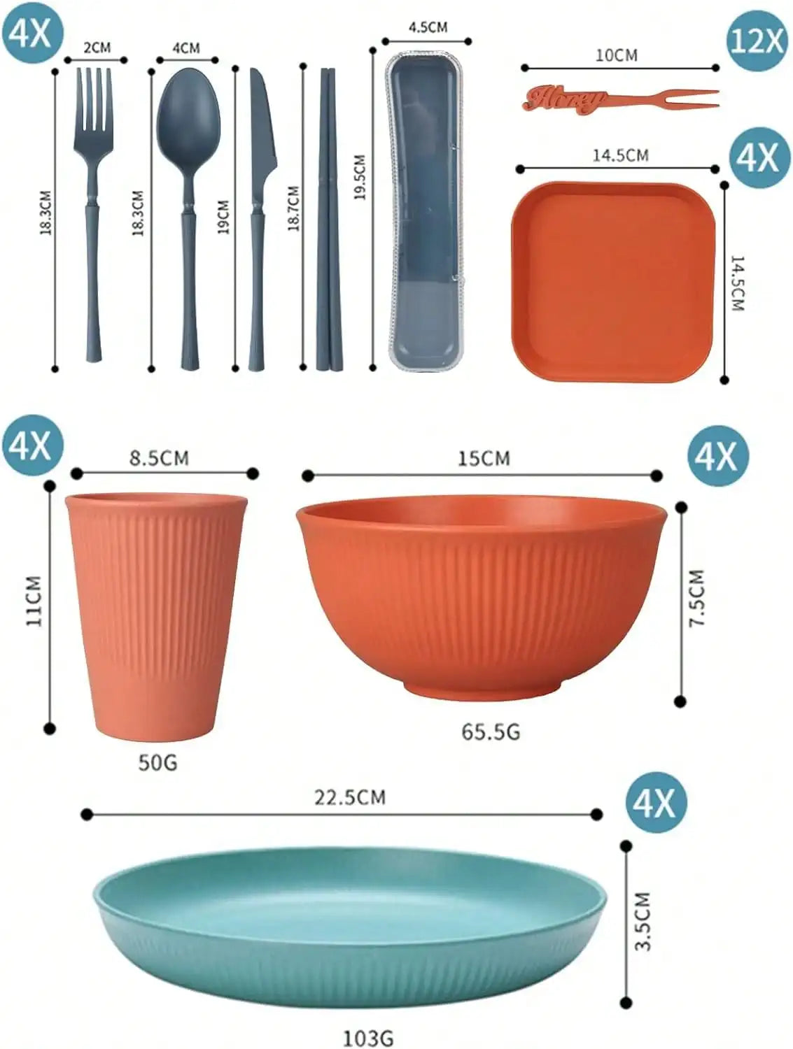 52-Piece Reusable Dinnerware Set