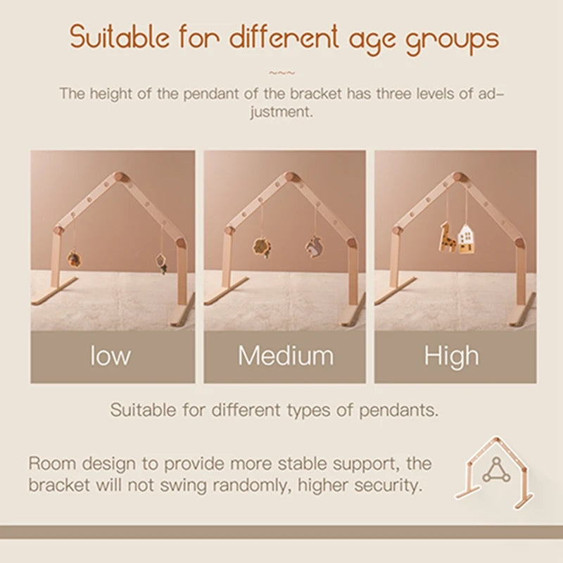 Wooden Baby Play Gym with Hanging Rattles