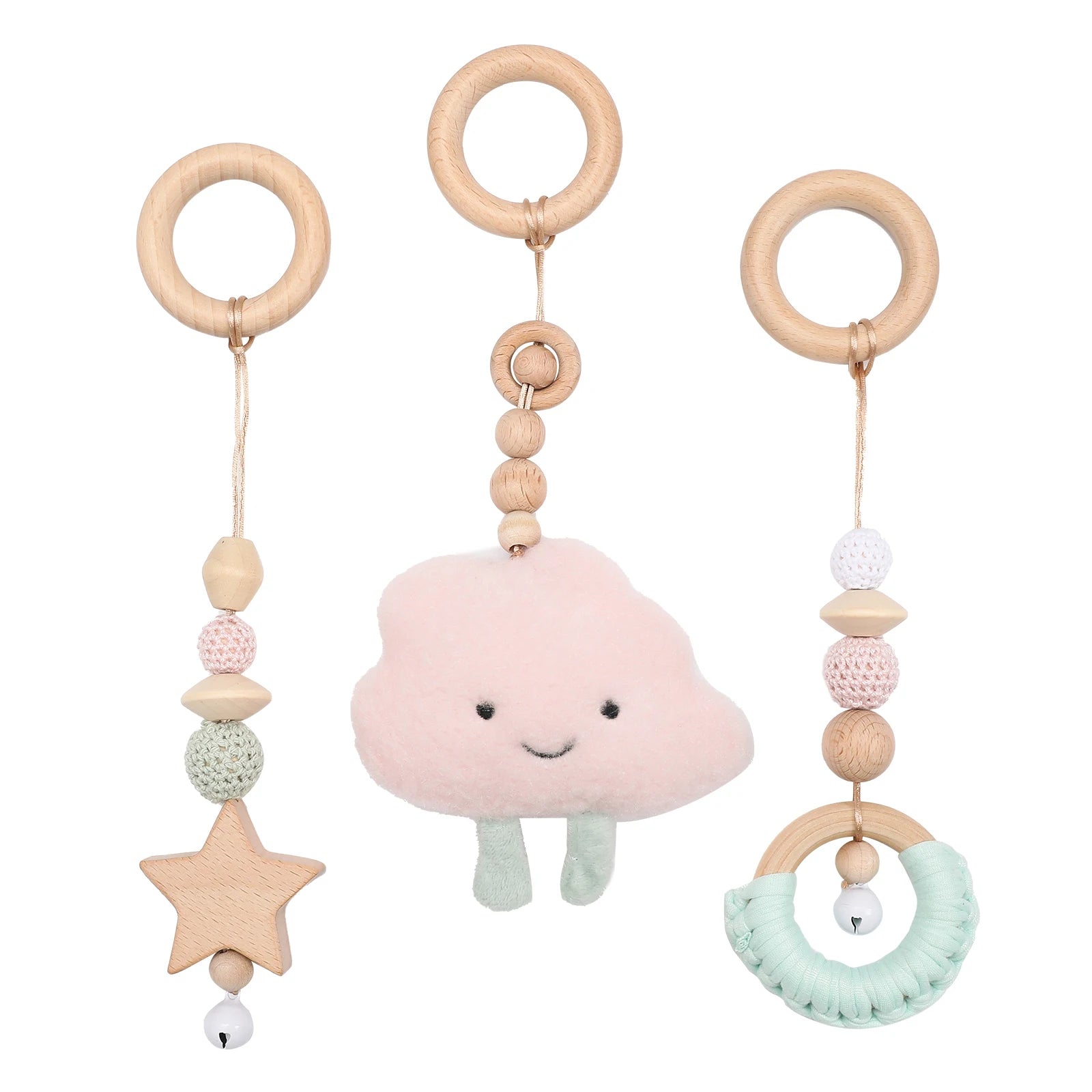 Wooden Baby Play Gym with Hanging Rattles