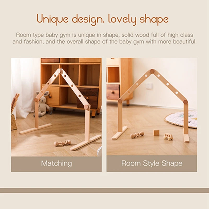 Wooden Baby Play Gym with Hanging Rattles